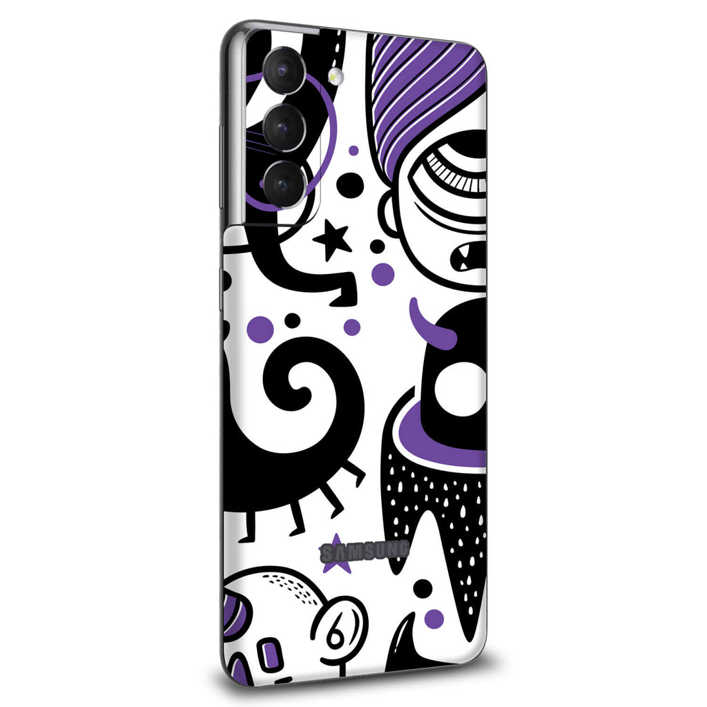 Samsung Galaxy S21 Doodles monster purple skins