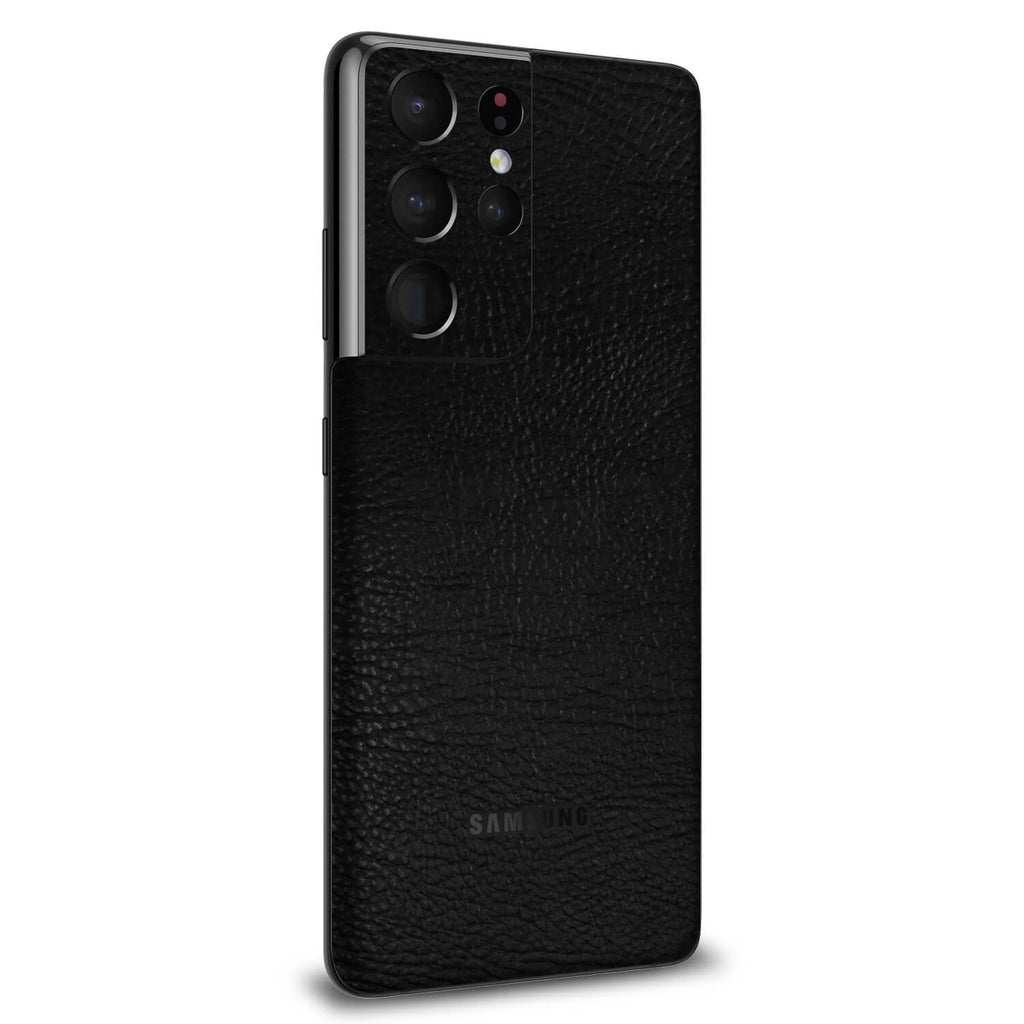 Samsung Galaxy S21 Ultra Black Leather Skins