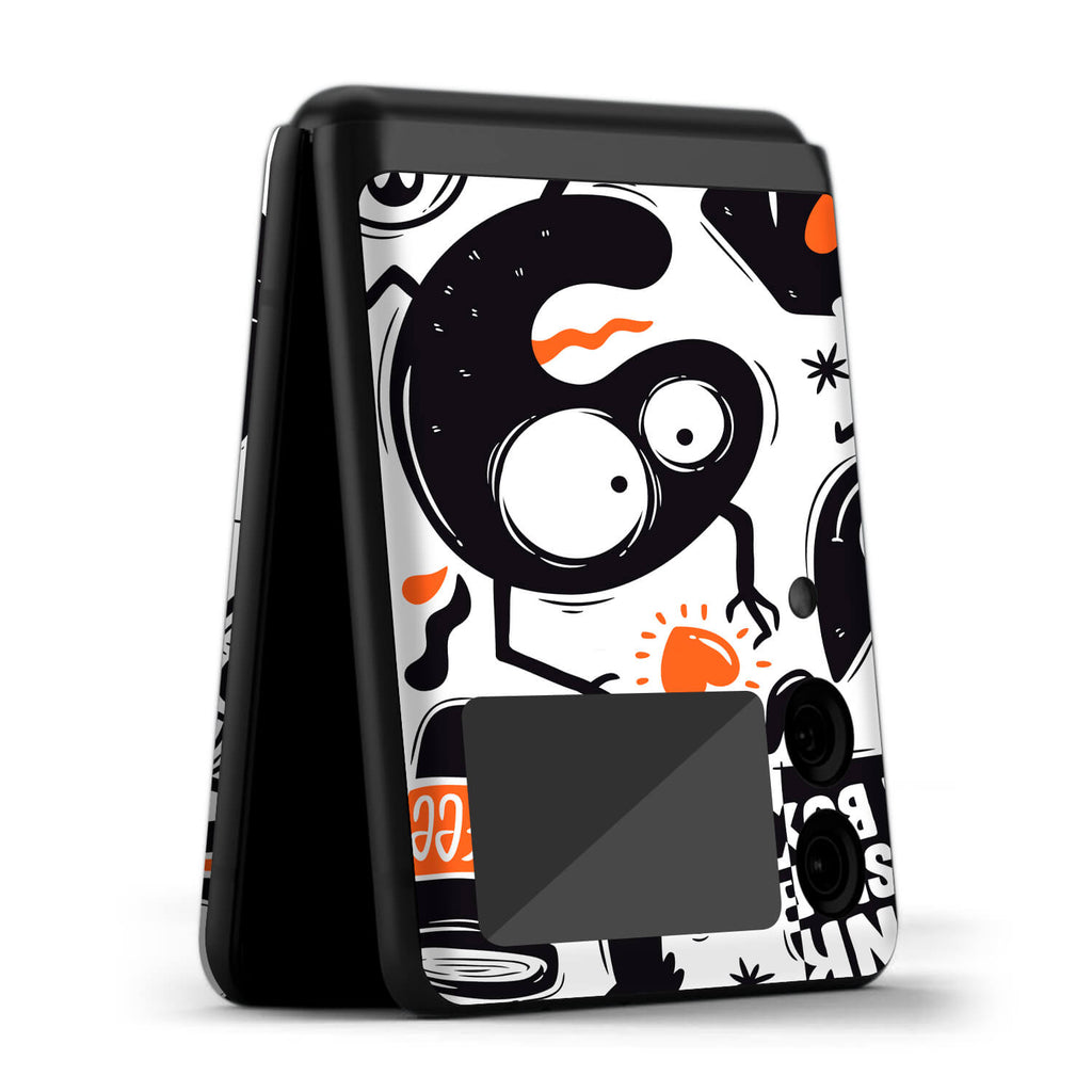 Samsung Galaxy Z Flip 3 Doodles monster orange skins