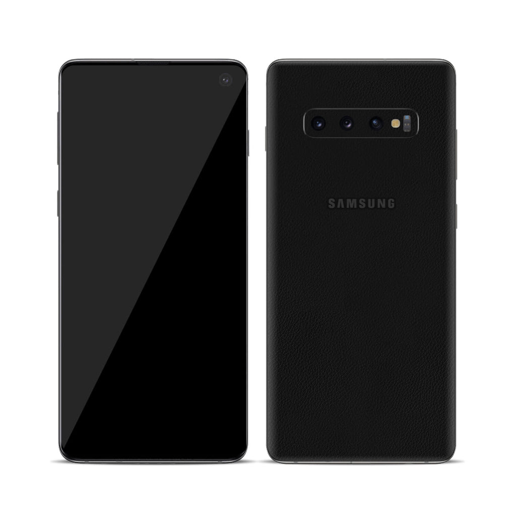 Samsung Galaxy S10 Black Leather Skins