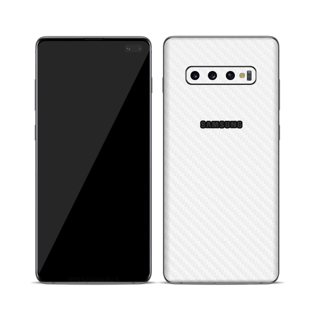 Samsung Galaxy S10 Plus White Carbon Fibre Skins