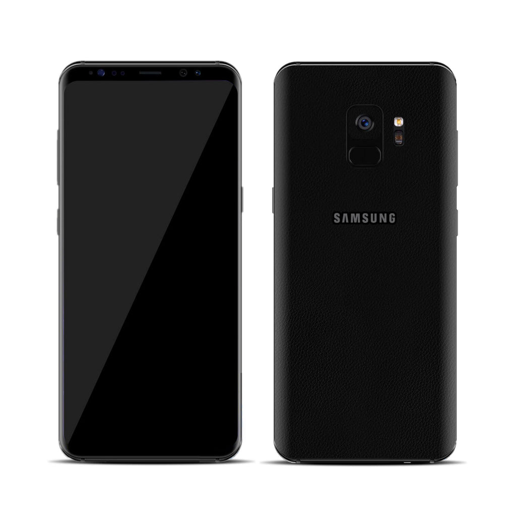 Samsung Galaxy S9 Black Leather Skins