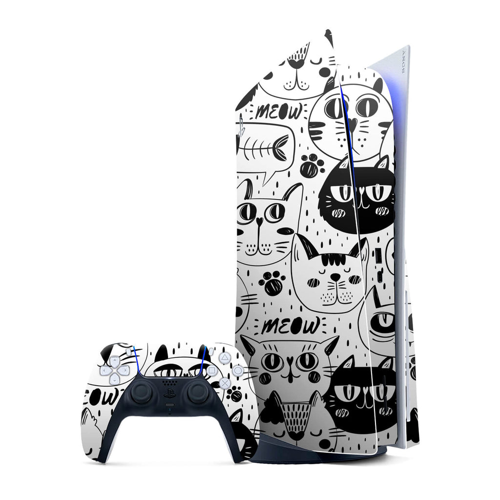 Sony PS5 Console Doodles cat skins