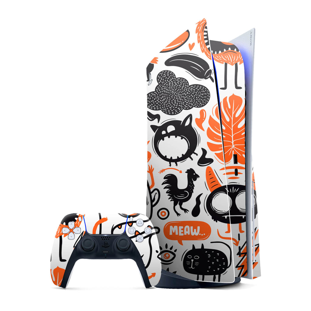 Sony PS5 Console Doodles monster orange skins