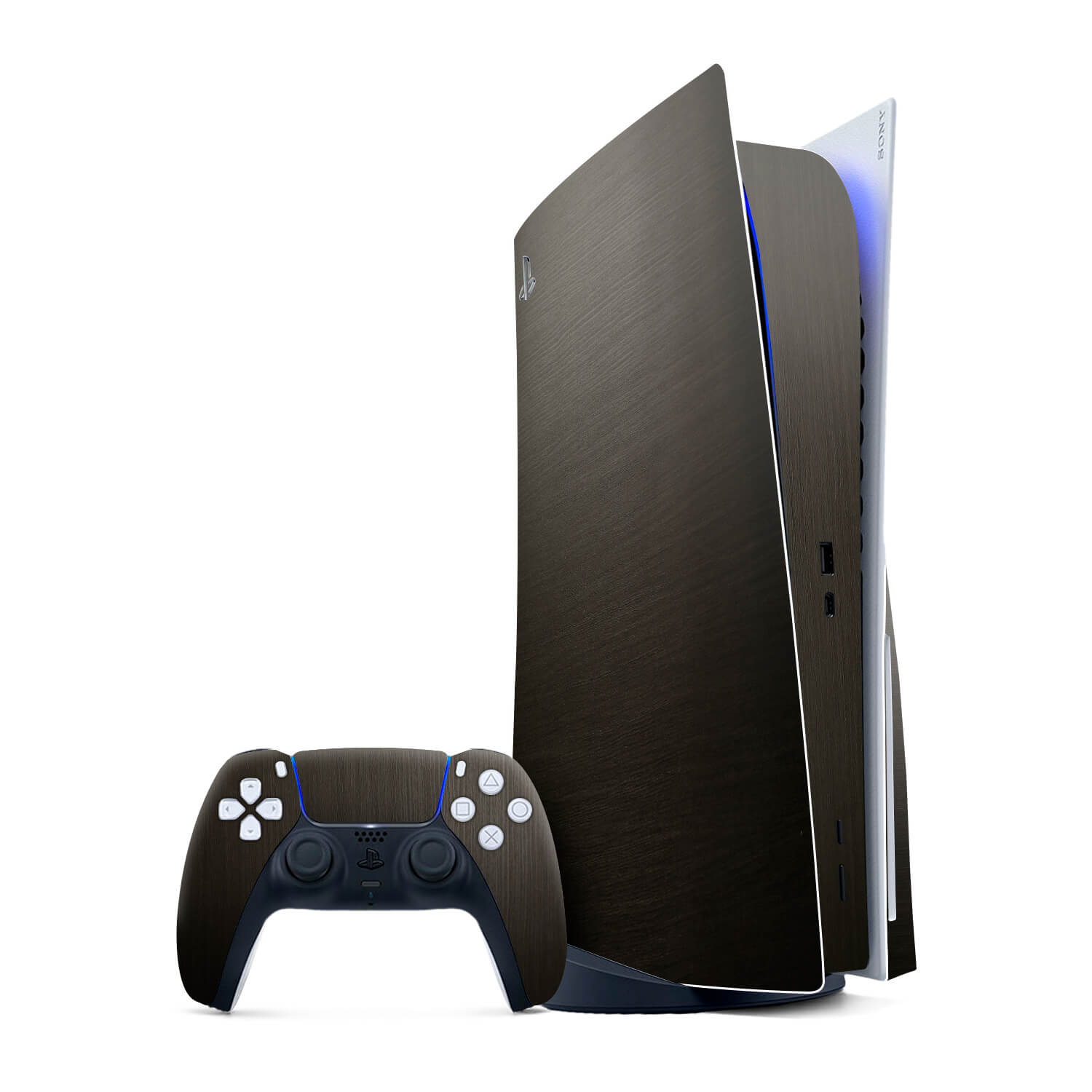 PS5 Silverblack Wood Skins