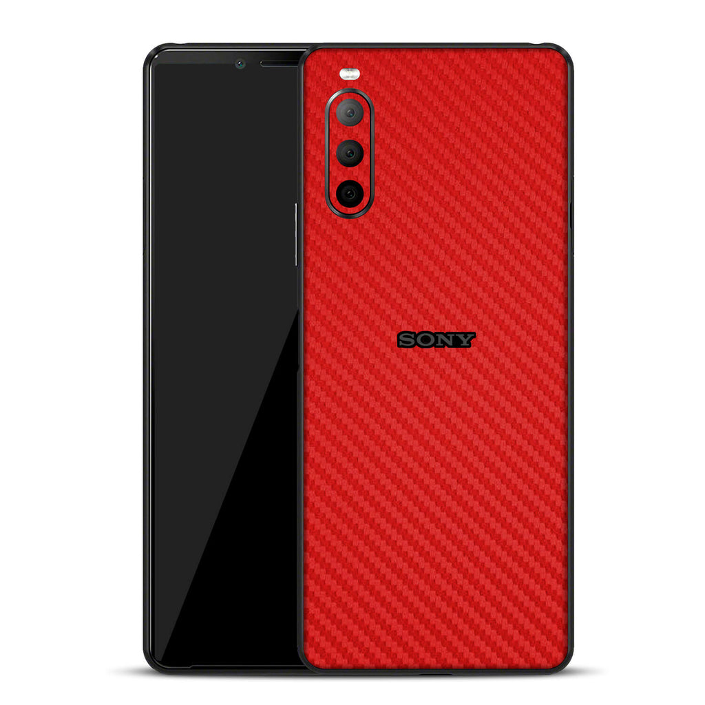 Sony Xperia 10 ii Red carbon fibre skins