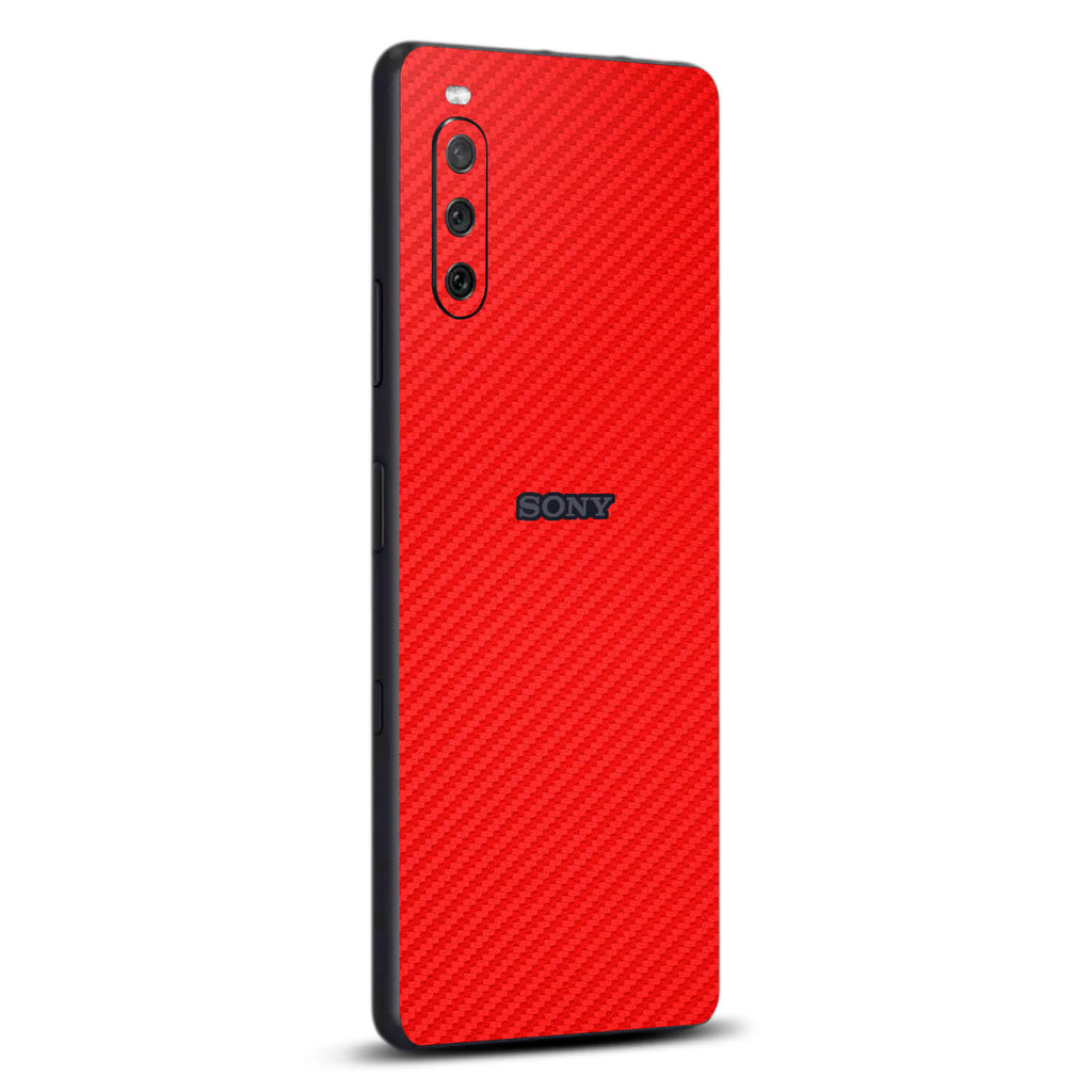 Sony Xperia 10 iii Red carbon fibre skins