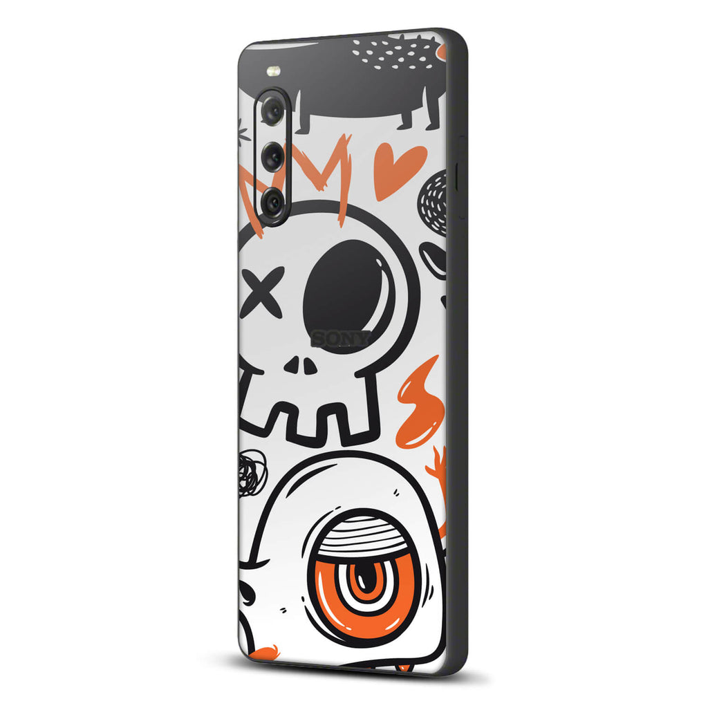 Sony Xperia 10 v Doodles monster orange skins
