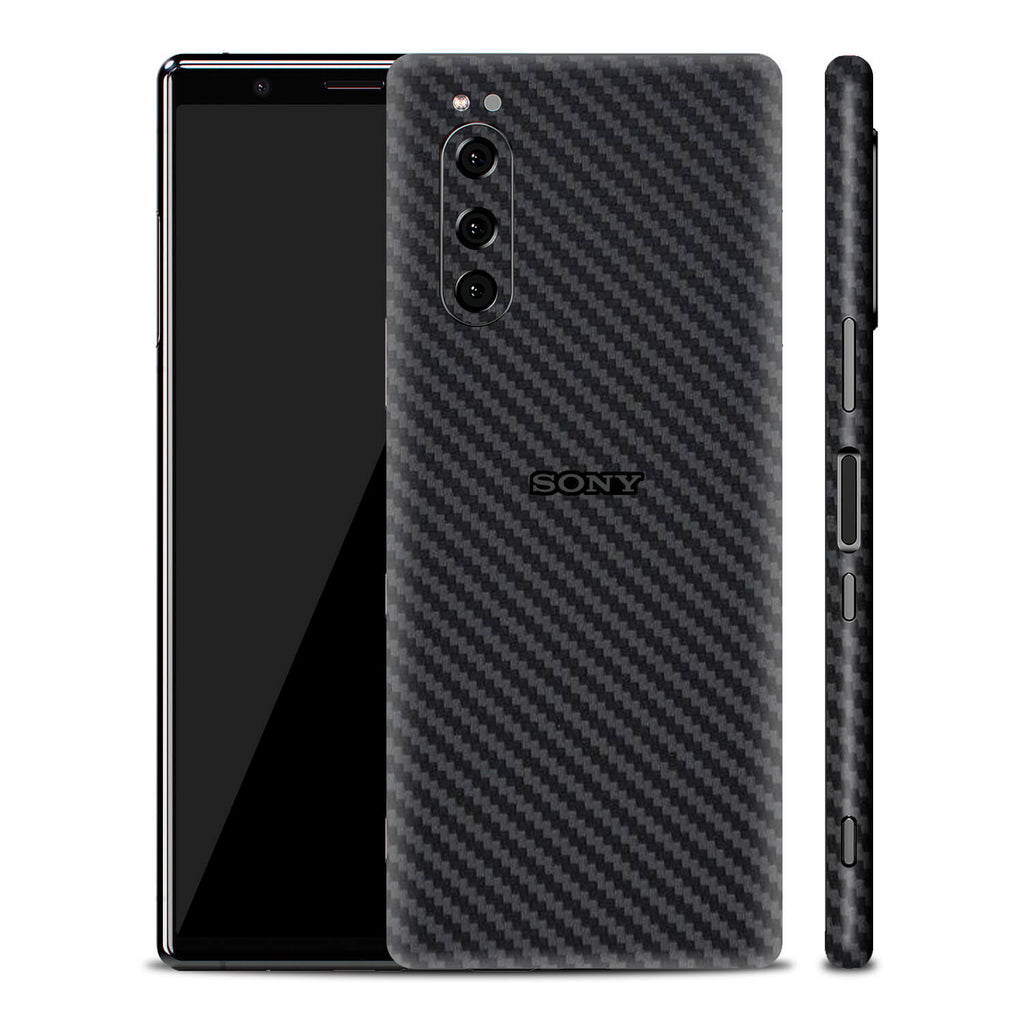 Sony Xperia 5 Black Carbon Fibre Skins