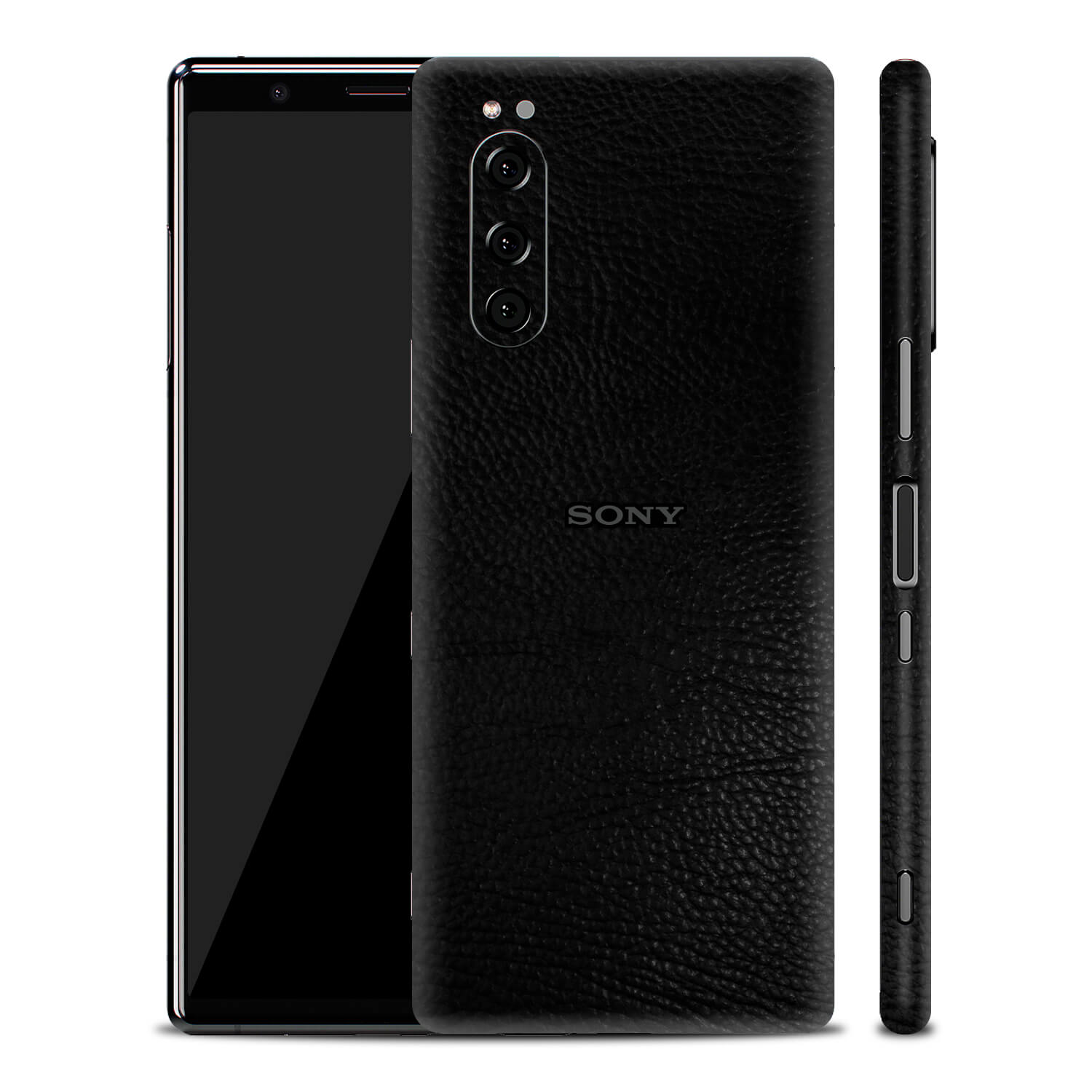 Sony Xperia 5 Black Leather Skins