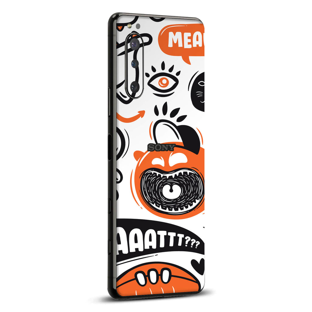 Sony Xperia 5 iv Doodles monster orange skins