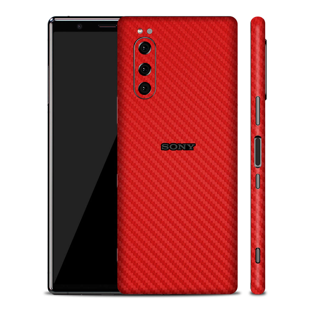 Sony Xperia 5 Red Carbon Fibre Skins