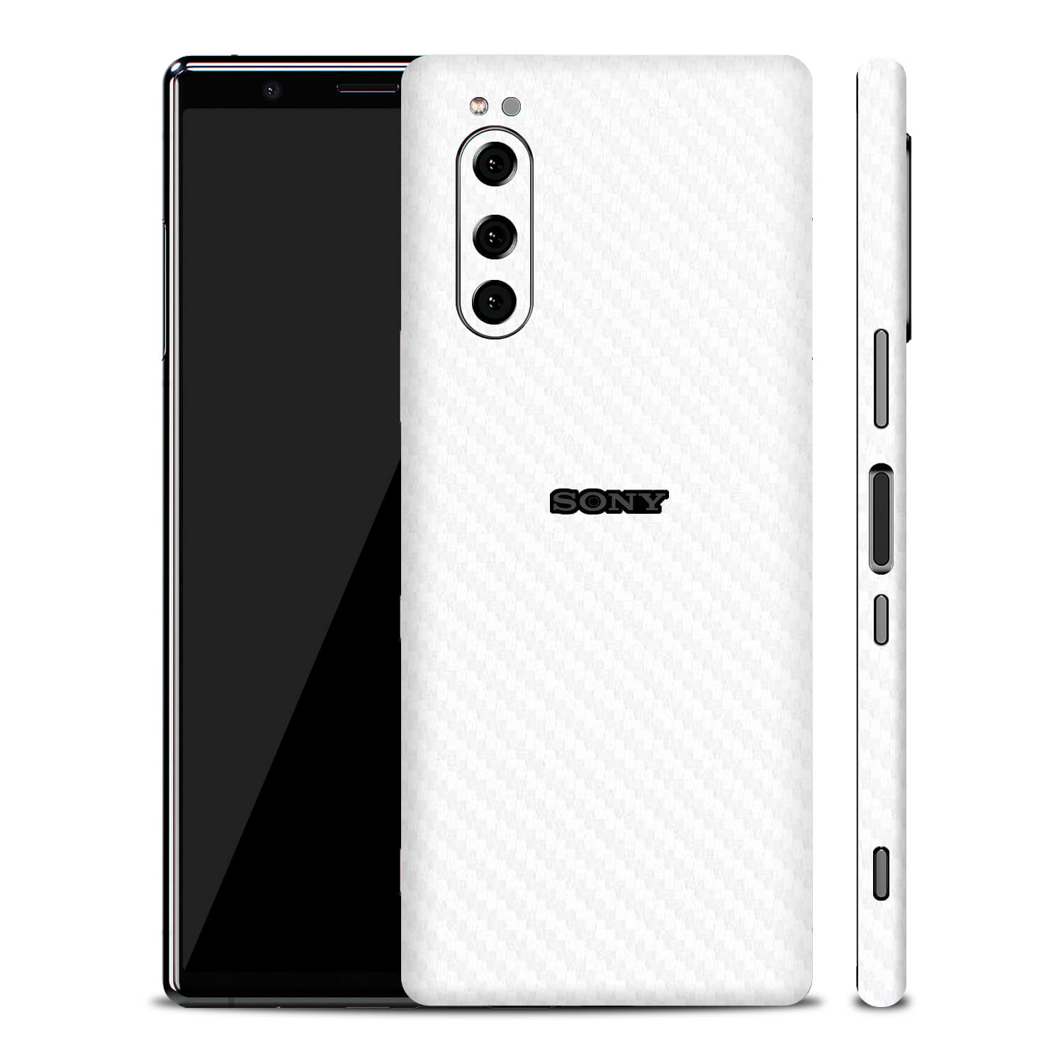 Sony Xperia 5 White Carbon Fibre Skins