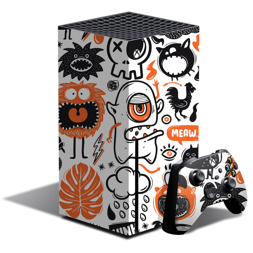 Xbox Series X Doodles monster orange skins