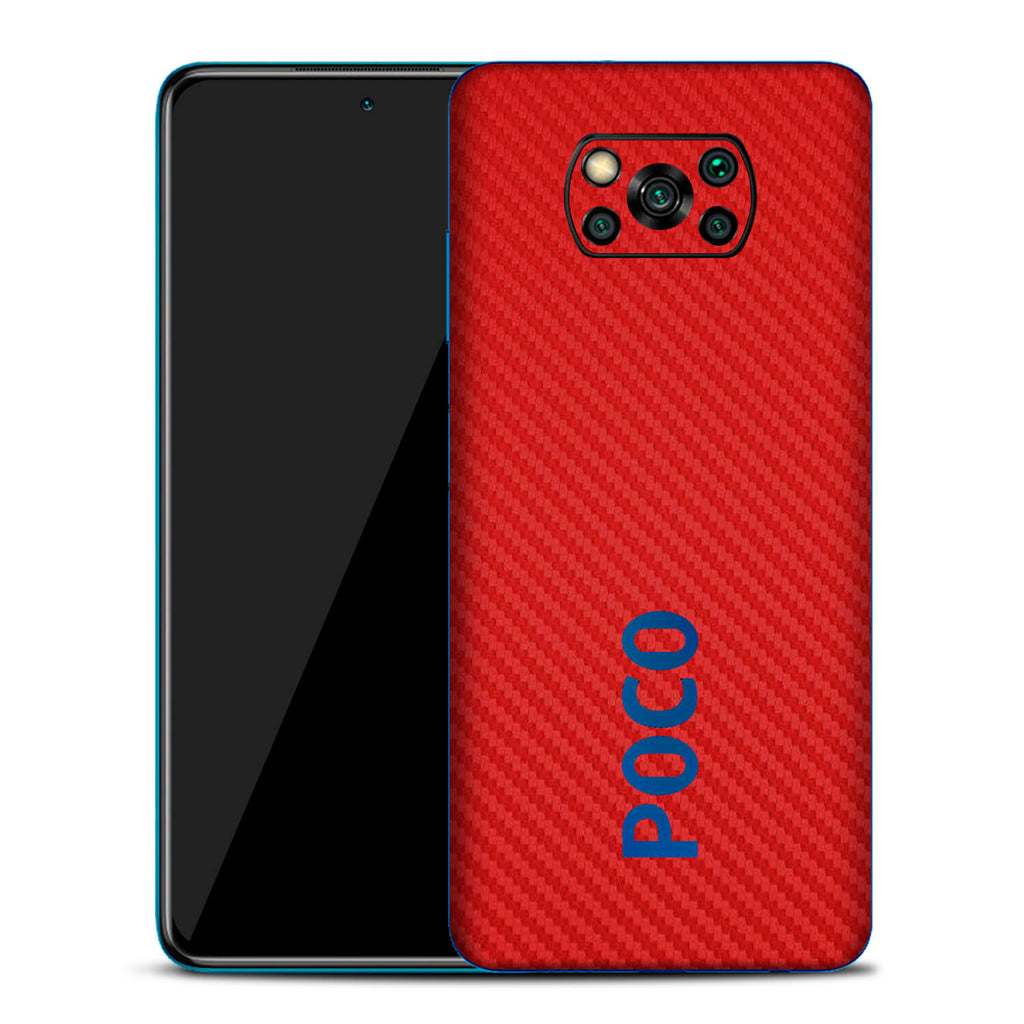 Xiaomi Pocophone X3 Red Carbon Fibre Skins