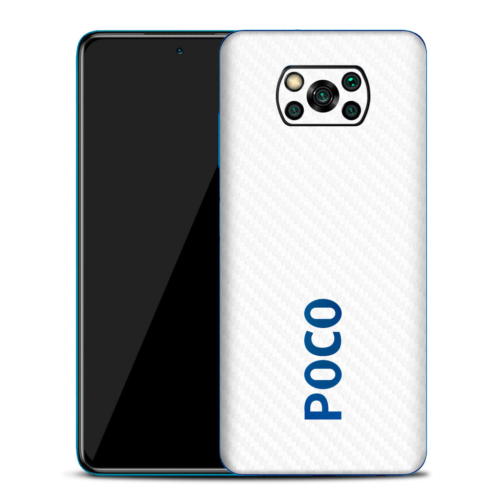 Xiaomi Pocophone X3 White Carbon Fibre Skins